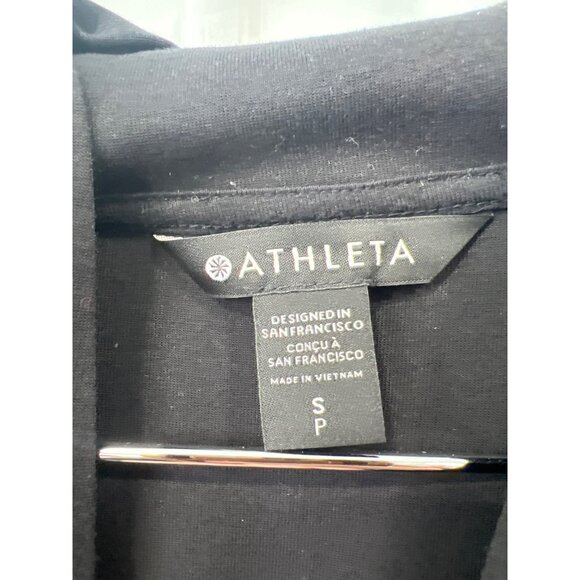 Athleta Gallery Hoodie Top Size Small Black Peplum Layered Look Sweatshirt - Picture 3 of 8